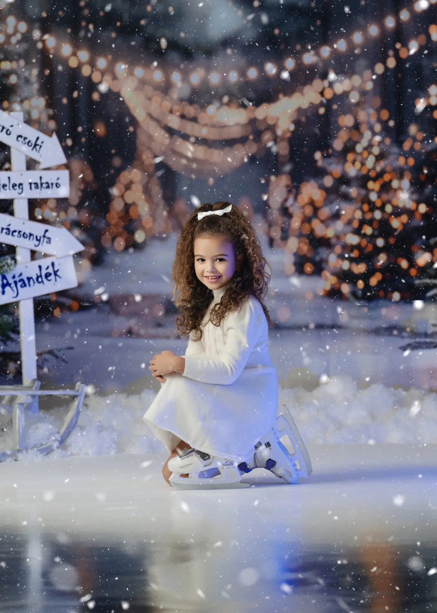 Kate Winter Christmas Tree White Snowland Outdoor Forest Backdrop Designed by Emetselch