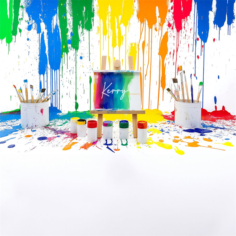 Vibrant Rainbow Paint Splash Backdrop