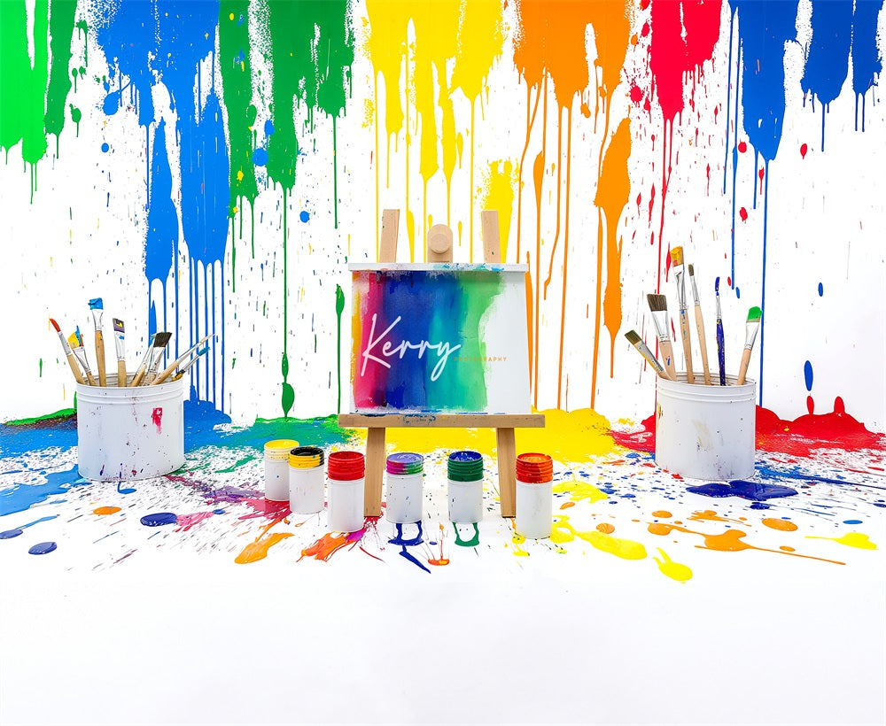 Kate Rainbow Watercolor Graffiti Painting Wall Backdrop for Photography Designed by Kerry Anderson