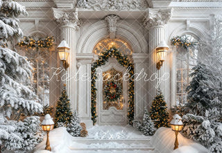 Kate Christmas Vintage Grand White Marble Arch Door Printed Backdrop Designed by Emetselch