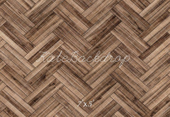 Kate Brown Herringbone Wood Texture Floor Printed Backdrop Designed by Kate Image