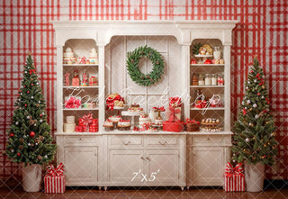 Kate Christmas Vintage White Sweet Kitchen Printed Backdrop Designed by Emetselch
