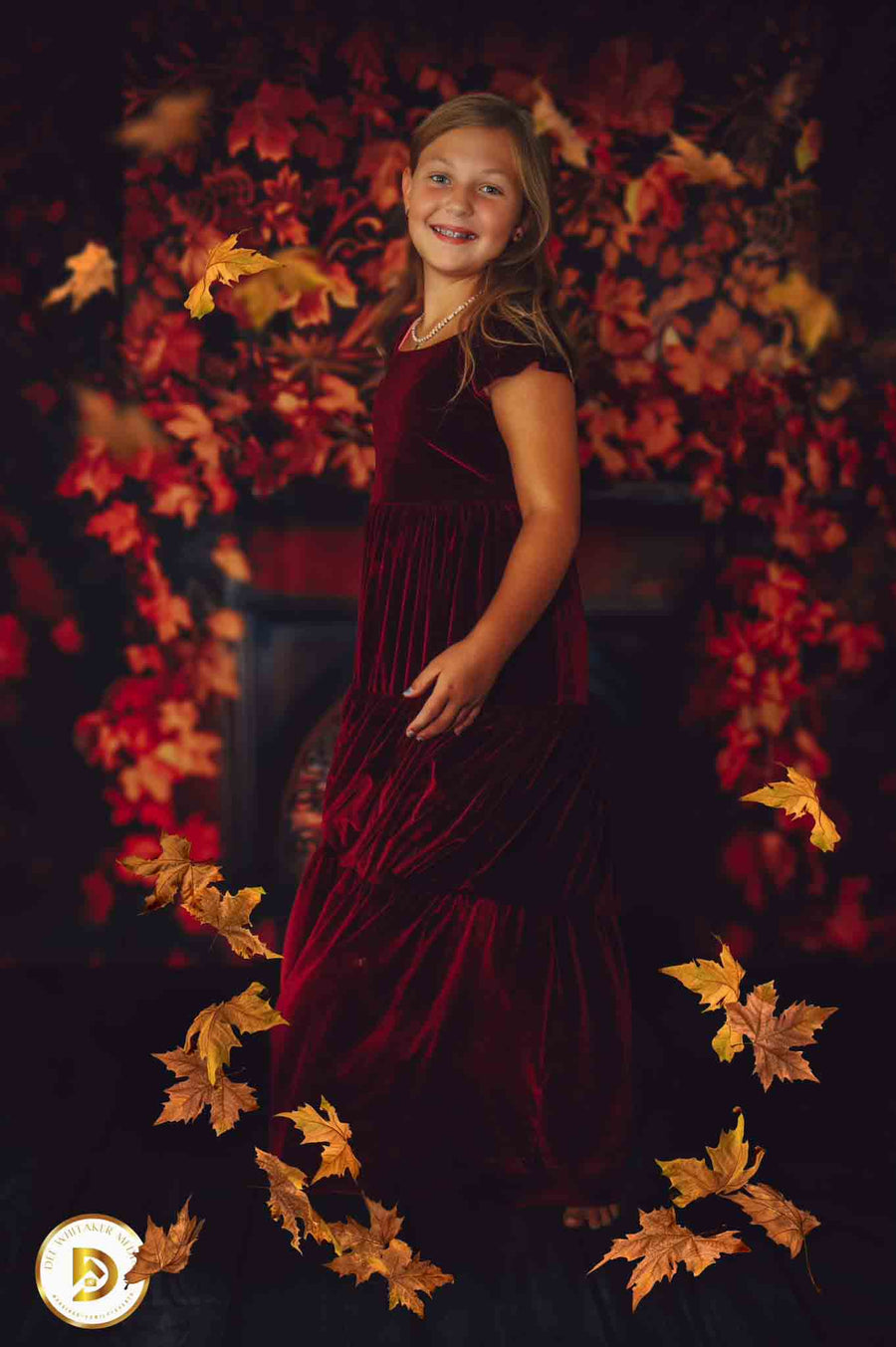 Autumn Elegance Vintage Fireplace Backdrop
