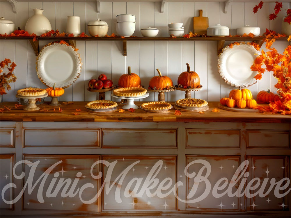Kate Autumn Pumpkin Retro Kitchen Backdrop Designed by Mini MakeBelieve