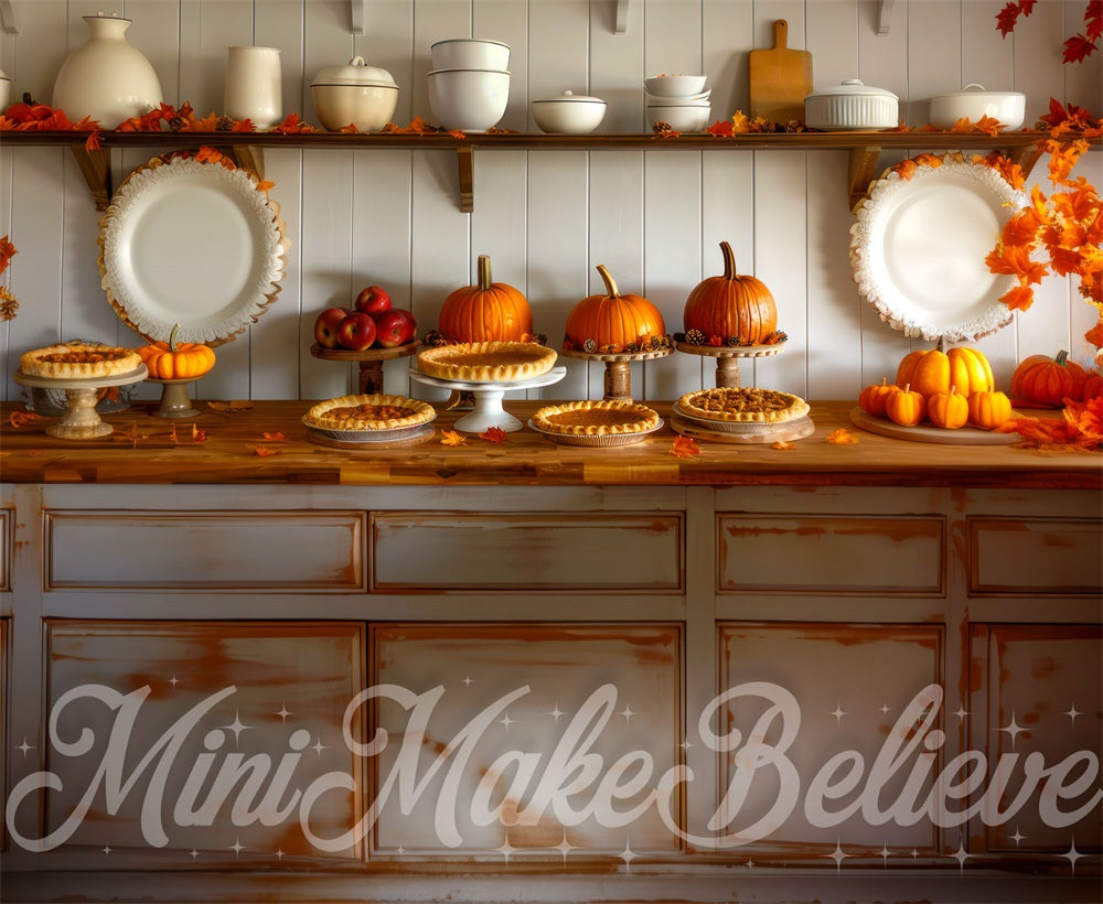 Kate Autumn Pumpkin Retro Kitchen Backdrop Designed by Mini MakeBelieve