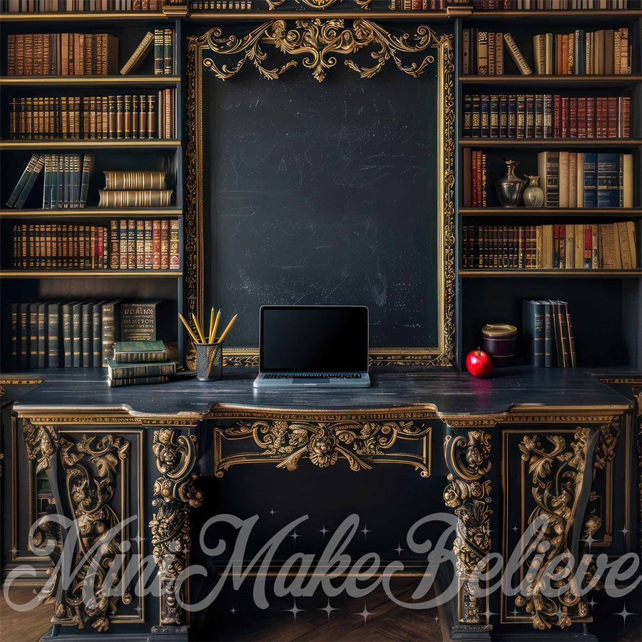 Elegant Vintage Library Bookcase Backdrop