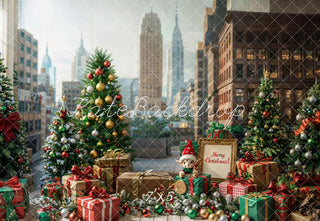 Kate Christmas Skyscraper City Fairy Gift Printed Backdrop Designed by Emetselch