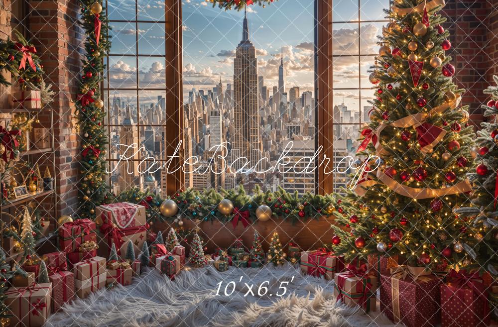 Kate Christmas Modern City Skyscraper Backdrop Designed by Emetselch