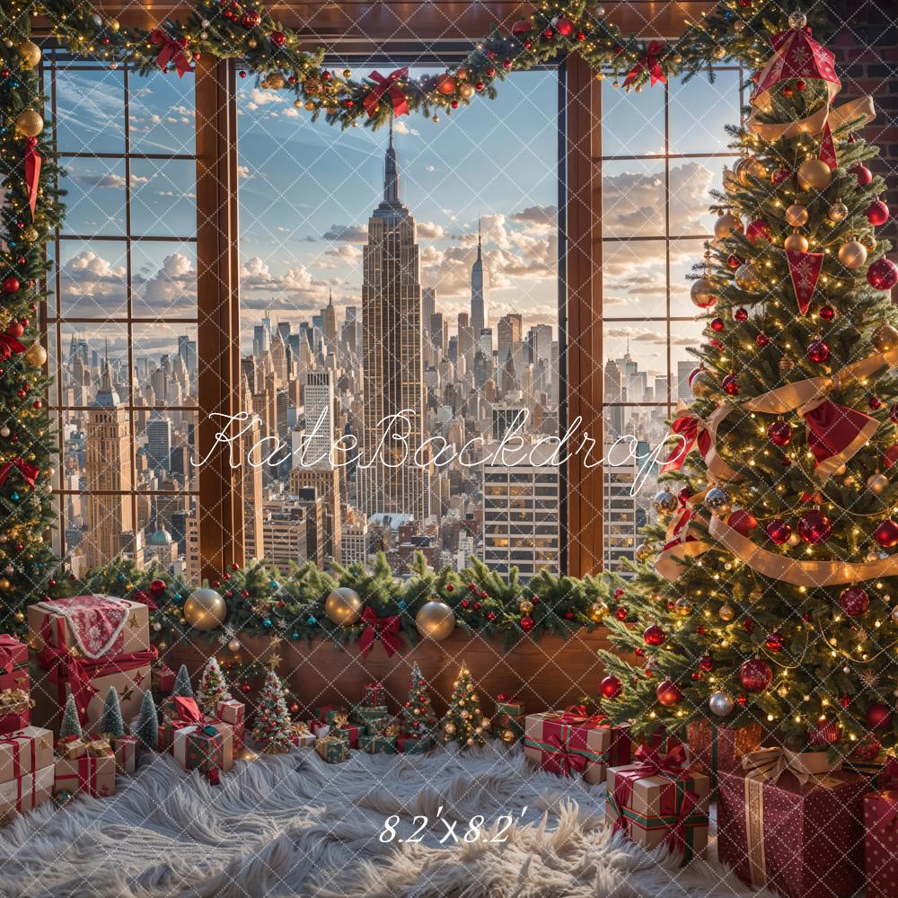 Kate Christmas Modern City Skyscraper Backdrop Designed by Emetselch