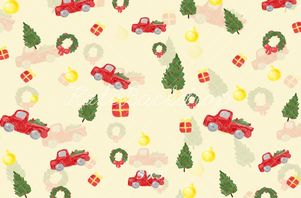 Kate Christmas Tree Red Truck Gift Backdrop Designed by Chain Photography