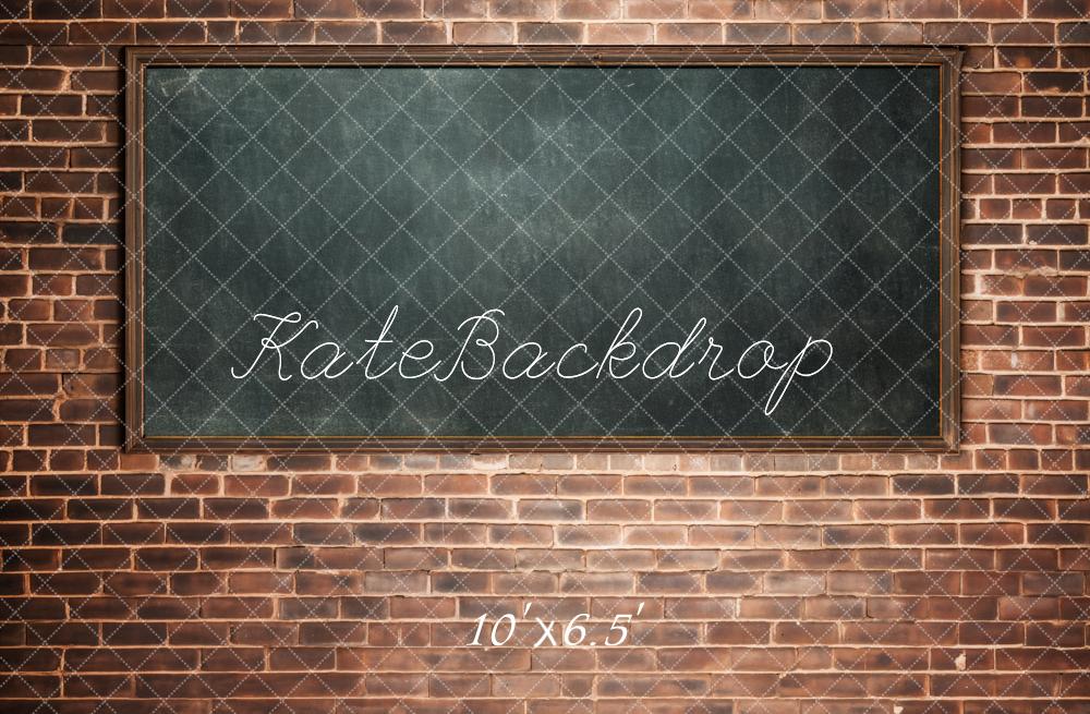 Kate Back to School Blackboard Red Brick Wall Backdrop Designed by Chain Photography
