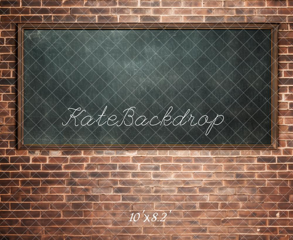 Kate Back to School Blackboard Red Brick Wall Backdrop Designed by Chain Photography