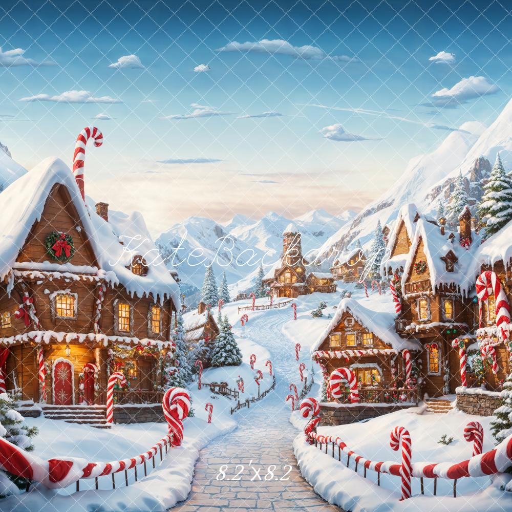 Kate Christmas Fantasy Cartoon Gingerbread Town Backdrop Designed by Emetselch