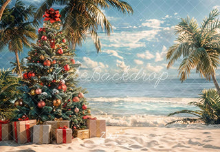 Tropisch Kerstzee strandachtergrond ontworpen door Emetselch.