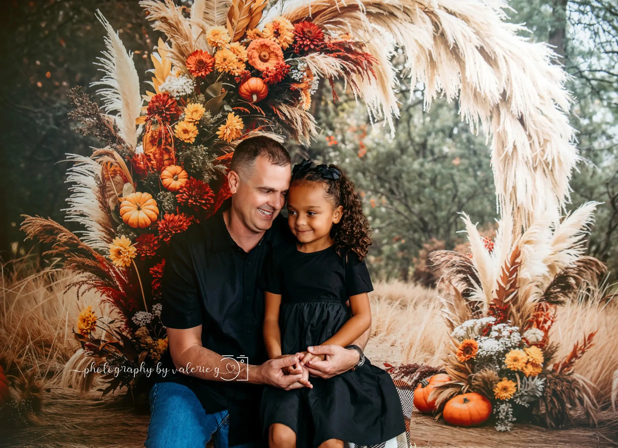 Herfst Boho Bloemenboog Foto Achtergrond Ontworpen door Emetselch