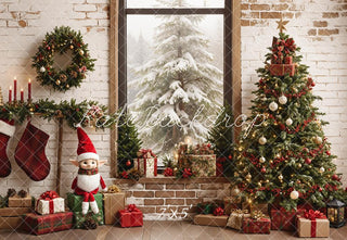 Hada de Navidad con Marco y Fondo de Pared de Ladrillo Diseñado por Emetselch