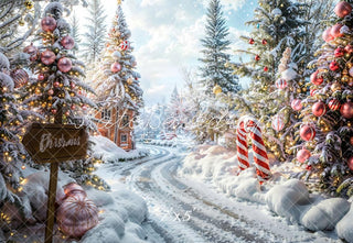 Fondo de camino de bosque al aire libre diseñado por Emetselch para Navidad