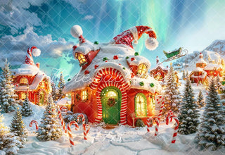 Fantasia di Cartone Animato della Foresta di Natale con Capanna di Babbo Natale progettata da Chain Photography