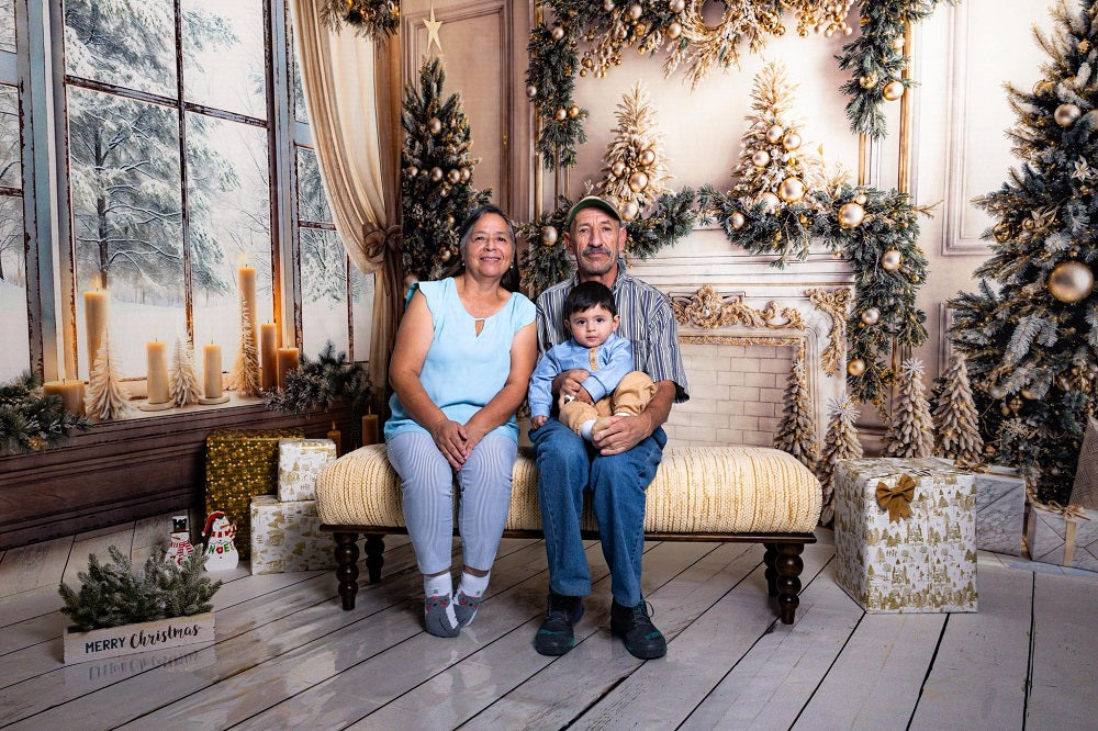 Kate Christmas White Curtain Framed Window Room Set