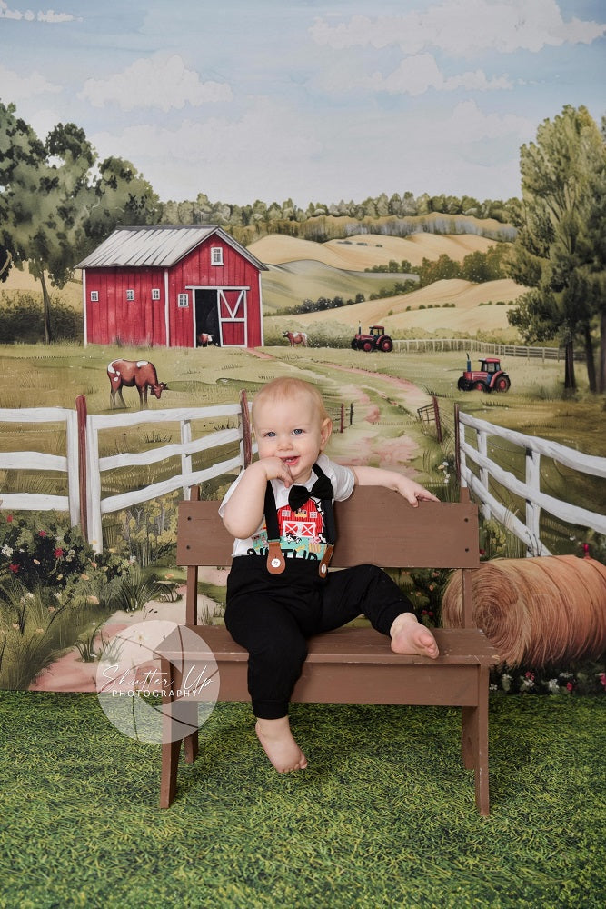 Kate Summer Outdoor Forest Farm Red House Backdrop Designed by Patty Robert