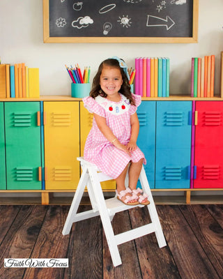 Kate Back to School Colorful Lockers Chalkboard Books Printed Backdrop Designed by Emetselch