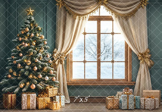 Cortinas de Ventana de Árbol de Navidad Regalos Fondo Diseñado por Emetselch