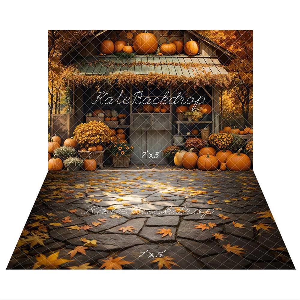 Counter Backdrop Fall Kate Fall Pumpkin Barn Maple Backdrop+Fall Leaves Stone Path Floor Bac