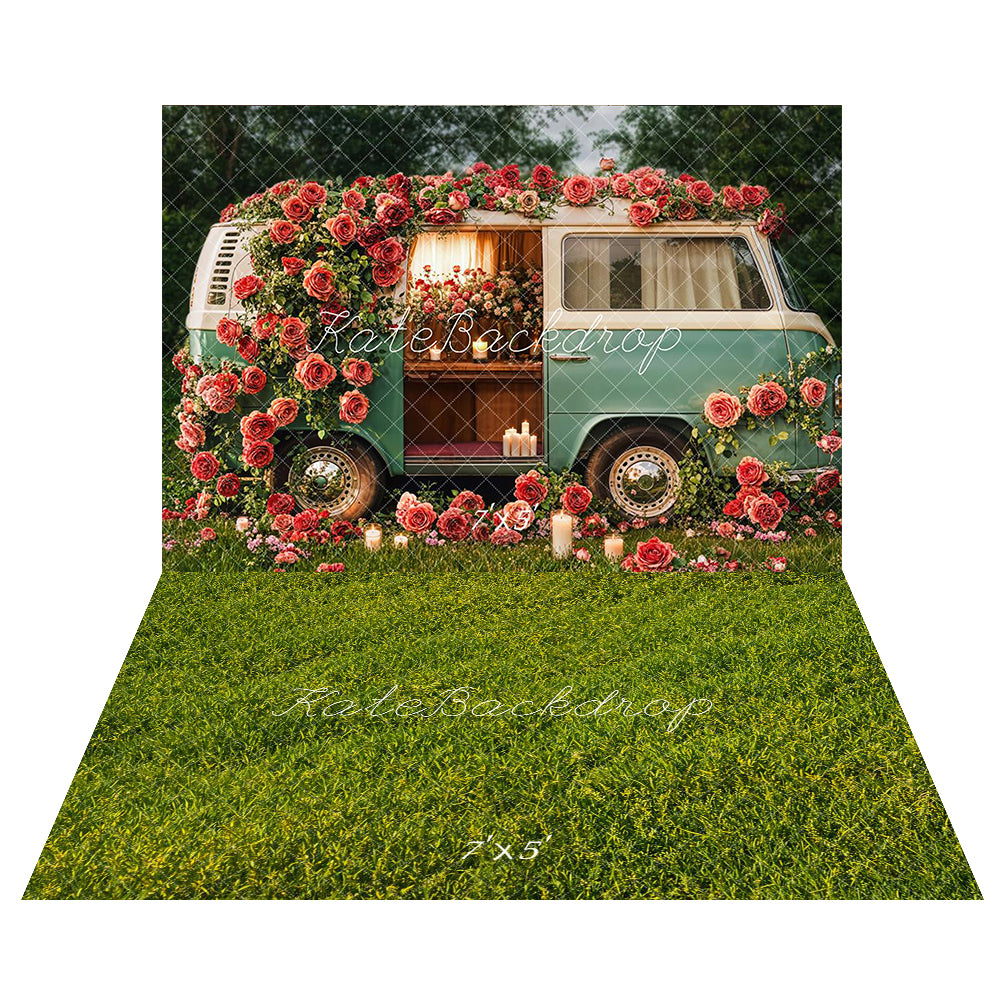 Caravan Backdrop Vintage Floral Camper Van Backdrop