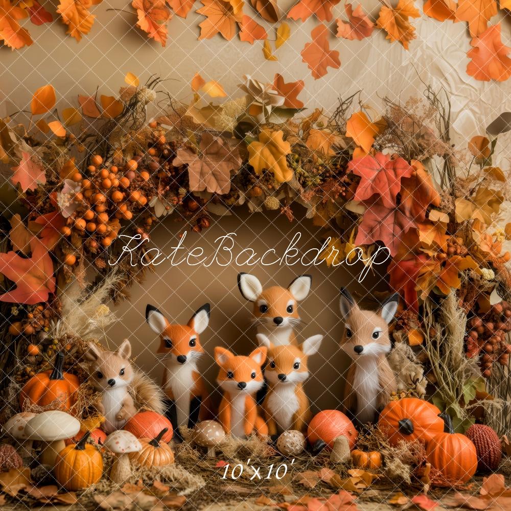 Autumn Harvest Woodland Animal Backdrop