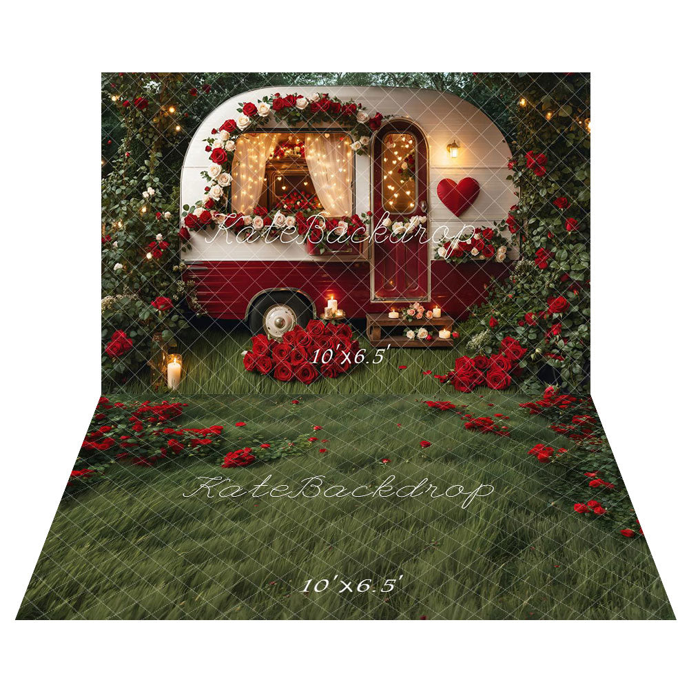 Romantic Vintage Camper Rose Backdrop