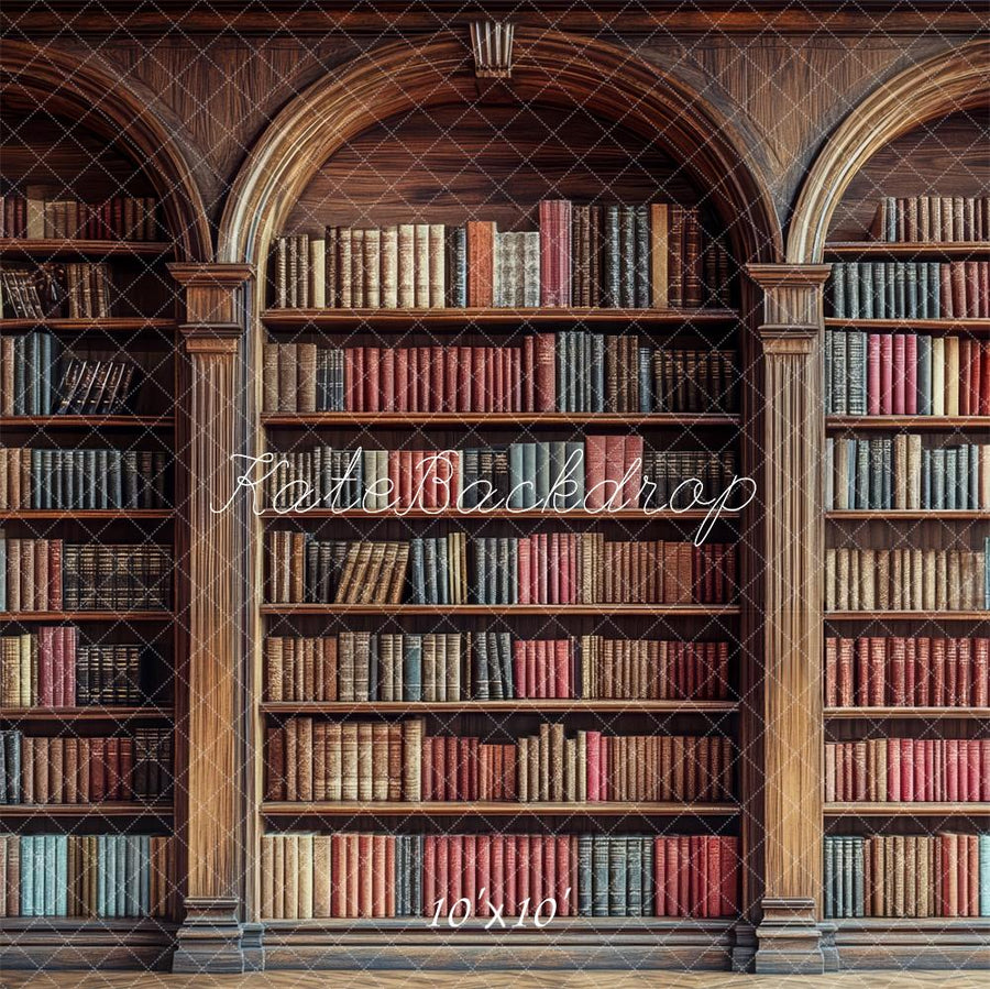 Vintage Library Bookshelf Photography Backdrop