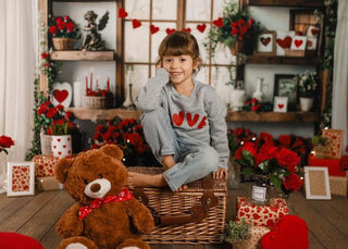 Kate Valentine's Day Roses Shelves Wooden Window Printed Backdrop Designed by Emetselch