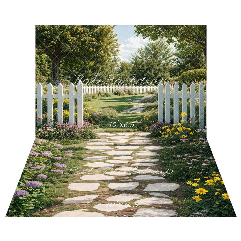 Sunny Garden Pathway Spring Backdrop