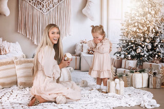Kate Christmas Tree Boho Living Room Printed Backdrop Designed by Emetselch