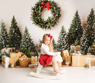 Kate Christmas Trees Wreath Basket Printed Backdrop Designed by Patty Roberts