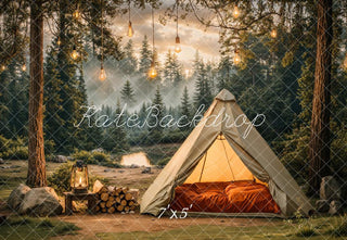 Camping Forest Tent Lights Foto Achtergrond Designed by Emetselch