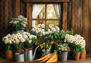 Kate Spring Easter Rustic Floral Window Printed Backdrop Designed by Emetselch