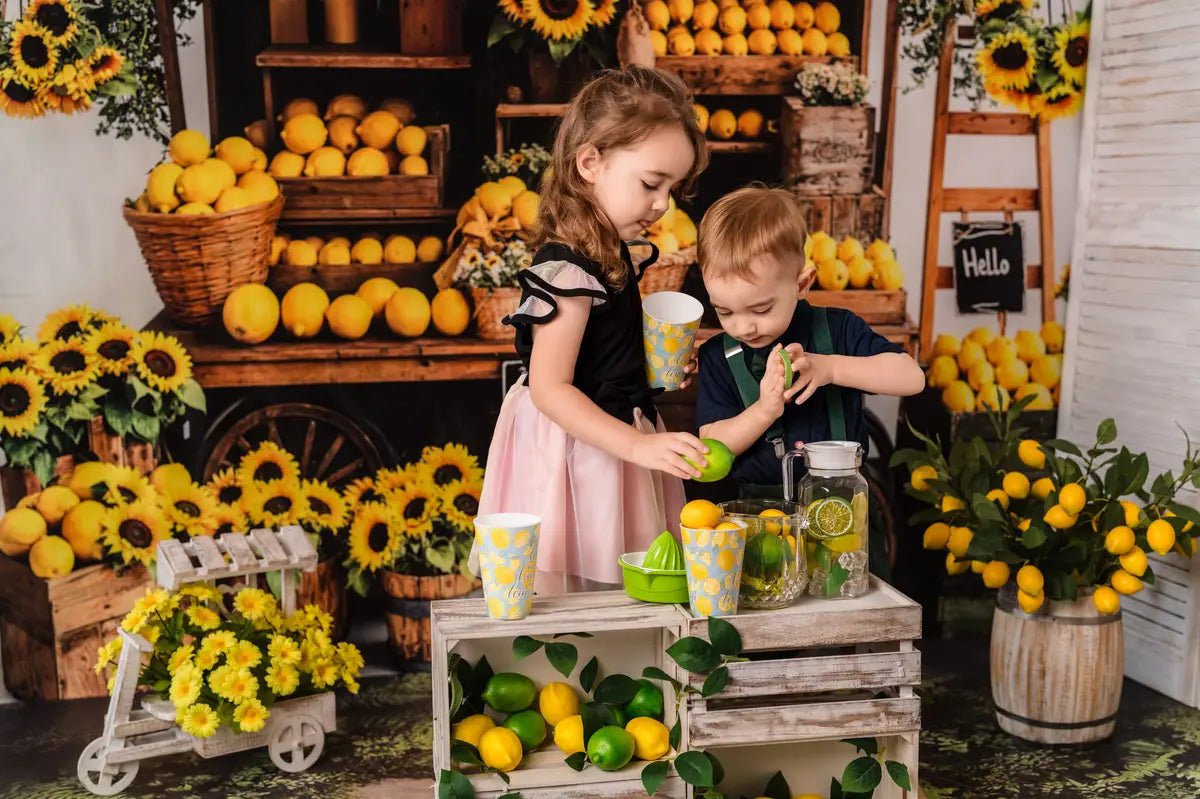 Kate Summer Lemon Sunflower Market Backdrop Designed by Emetselch