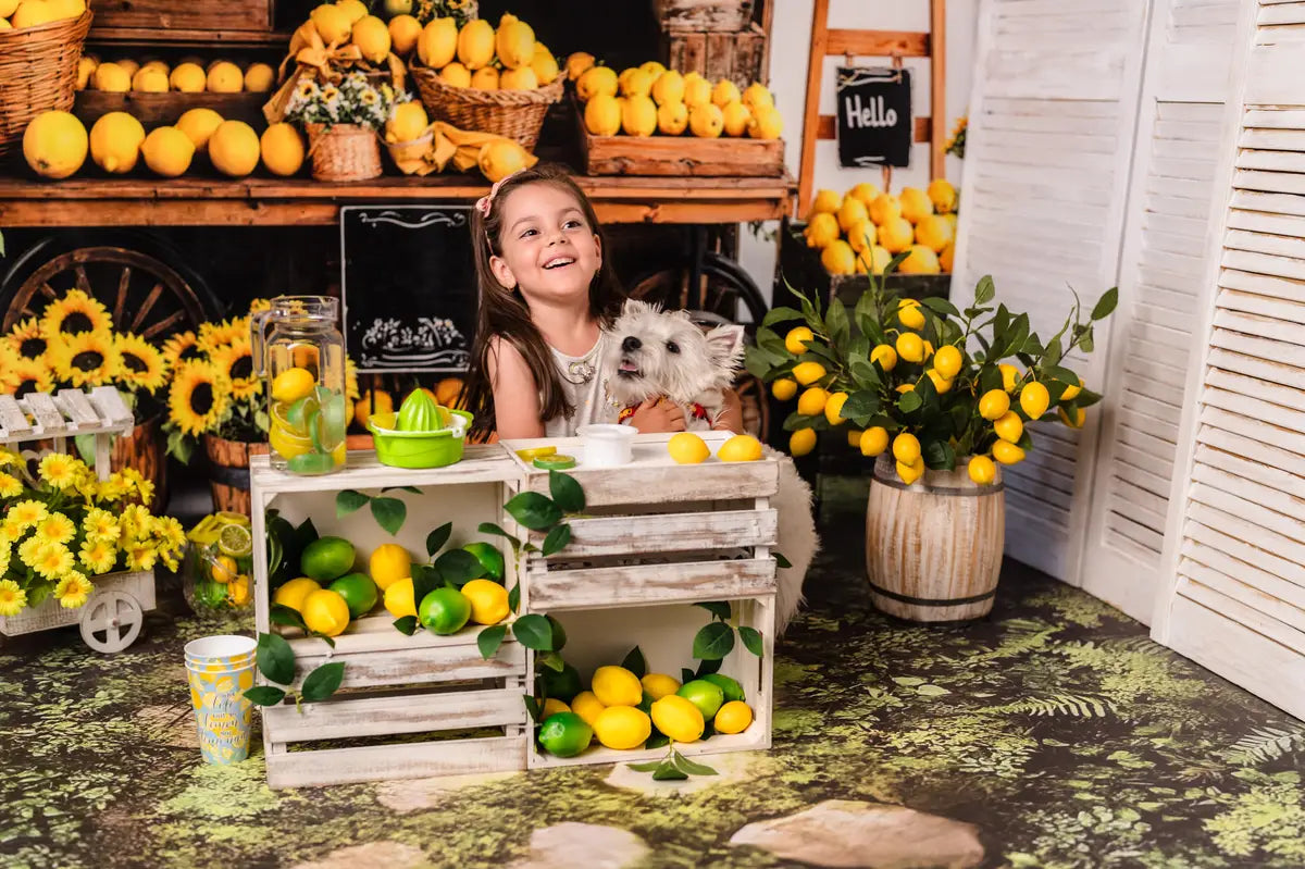 Kate Summer Lemon Sunflower Market Backdrop Designed by Emetselch