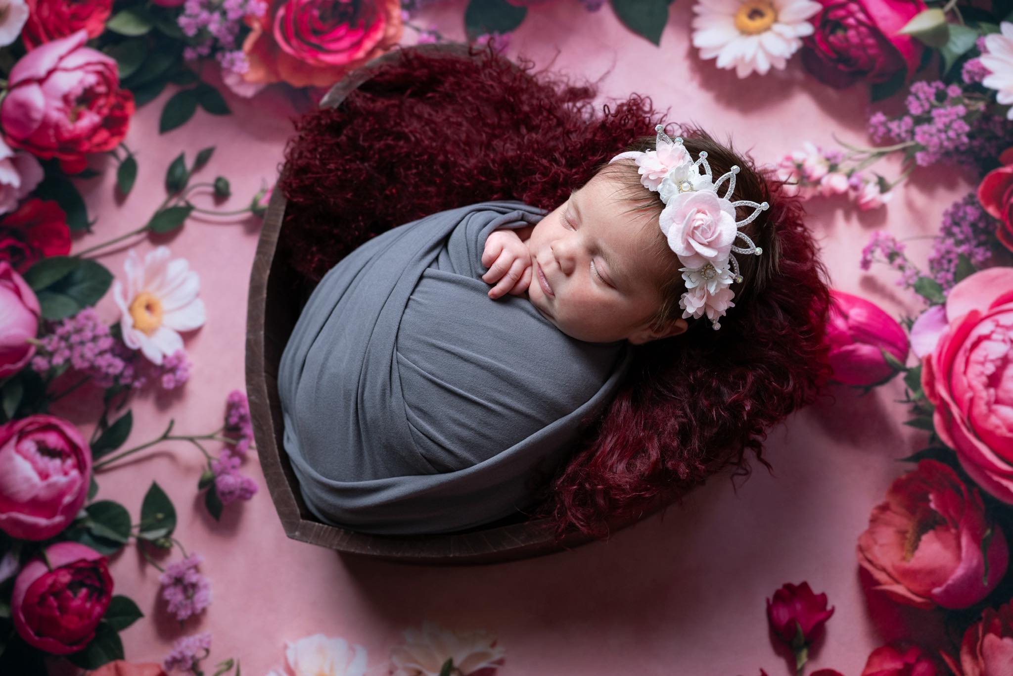 Kate Newborn Flower Arch Pink Floor Printed Backdrop Designed by Emetselch