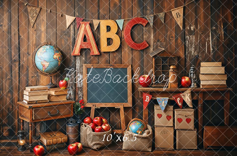 Kate Back to School/Graduation Globe Vintage Wooden Wall Backdrop Designed by Emetselch