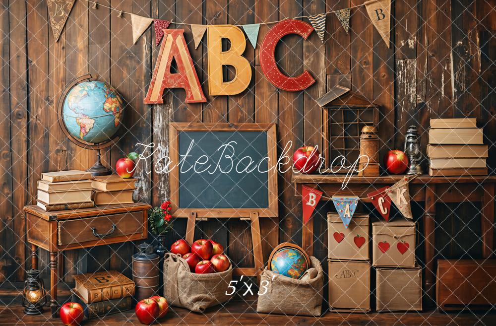 Kate Back to School/Graduation Globe Vintage Wooden Wall Backdrop Designed by Emetselch