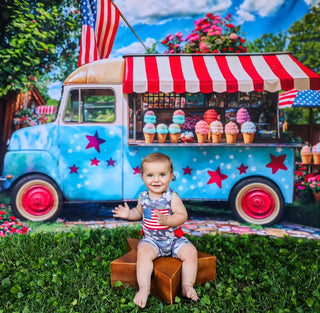 Kate Independence Day Ice Cream Truck Printed Backdrop Designed by Emetselch