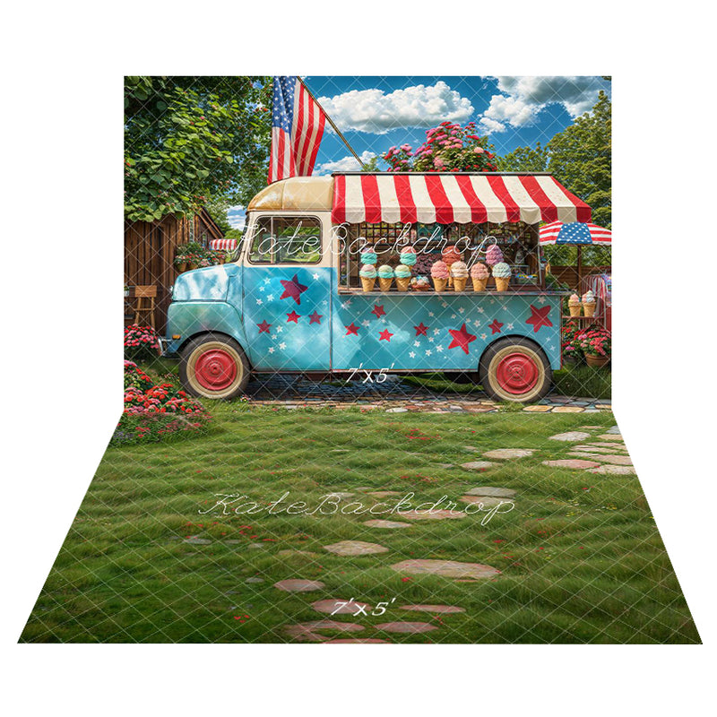 Vintage Ice Cream Truck Outdoor Backdrop