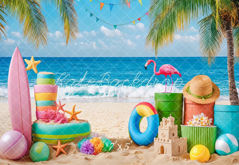 Kate Beach Combination Printed Backdrops for Photography( 3 Backdrops & 1 Floor )