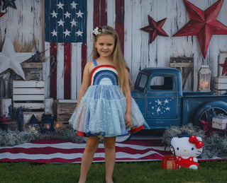 Kate Independence Day Patriotic Truck Star Printed Backdrop Designed by Ashley Paul