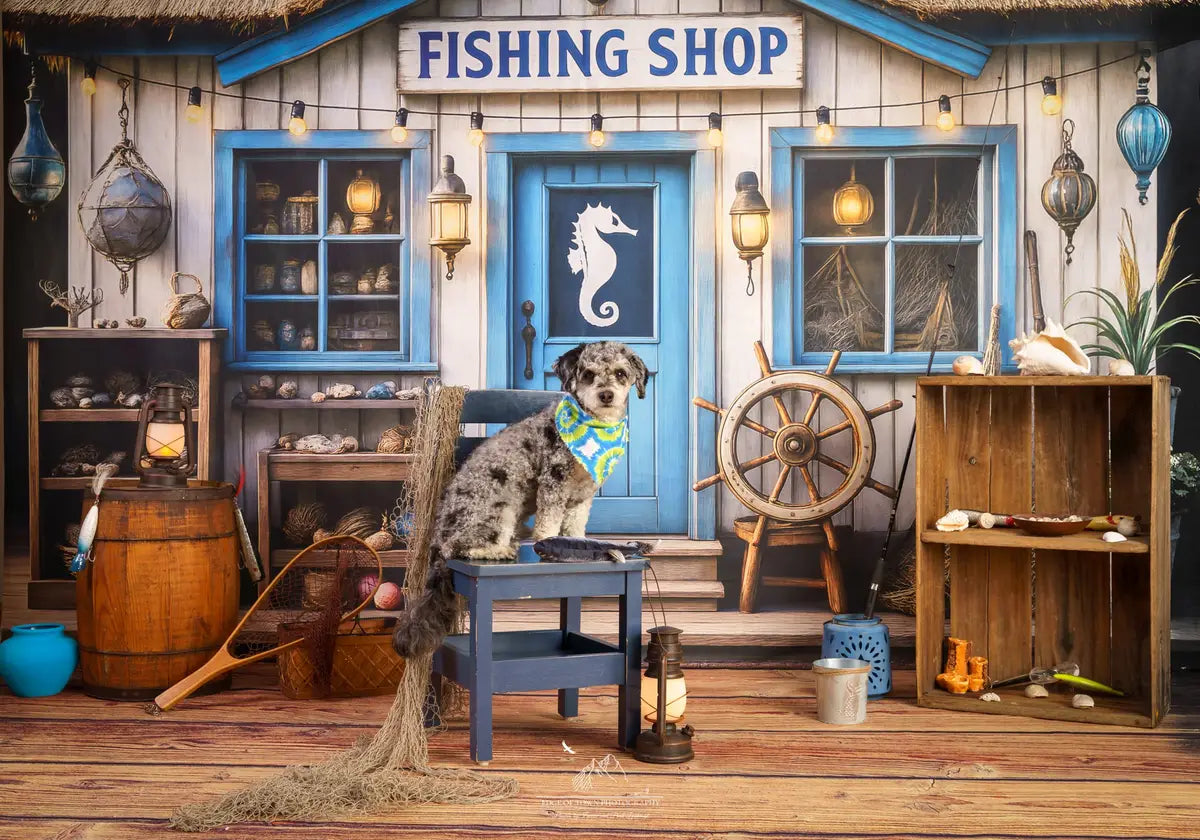 Negozio di pesca sfondo nautico progettato da Ashley Paul