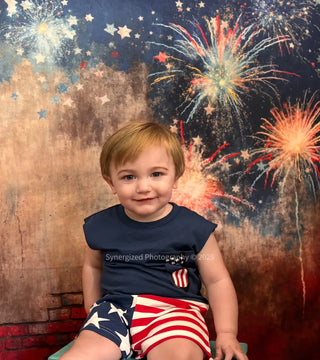 Kate Independence Day Fireworks Starry Wall Printed Backdrop Designed by Emetselch