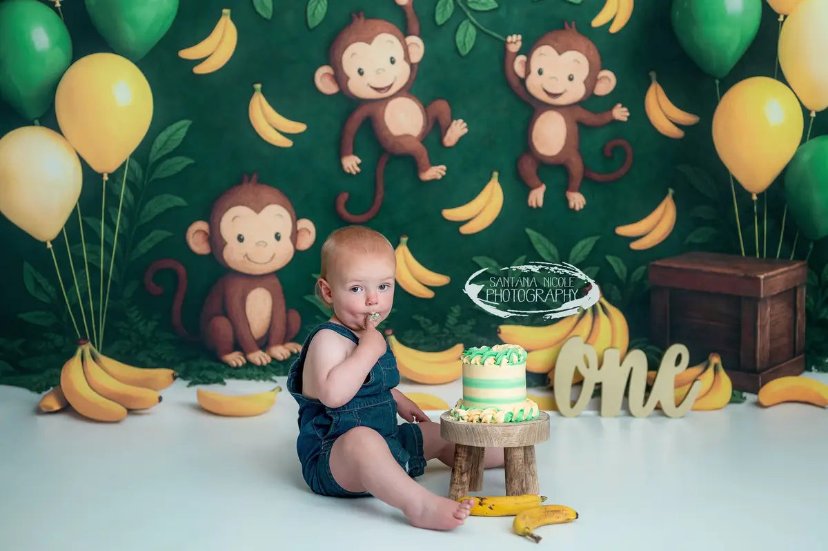 Playful Monkey Jungle Party Backdrop