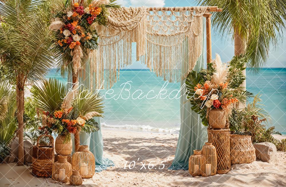 Kate Beach Combination Printed Backdrops for Photography( 3 Backdrops & 1 Floor )
